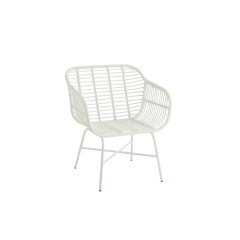 METAL RATTAN ARMCHAIR WHITE IN AND OUTDOOR 
